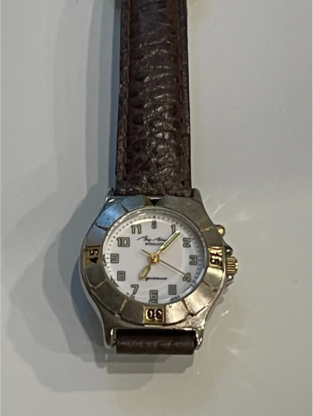 Bill Blass Everlite Signature Watch Two Tone w/ Leather Band